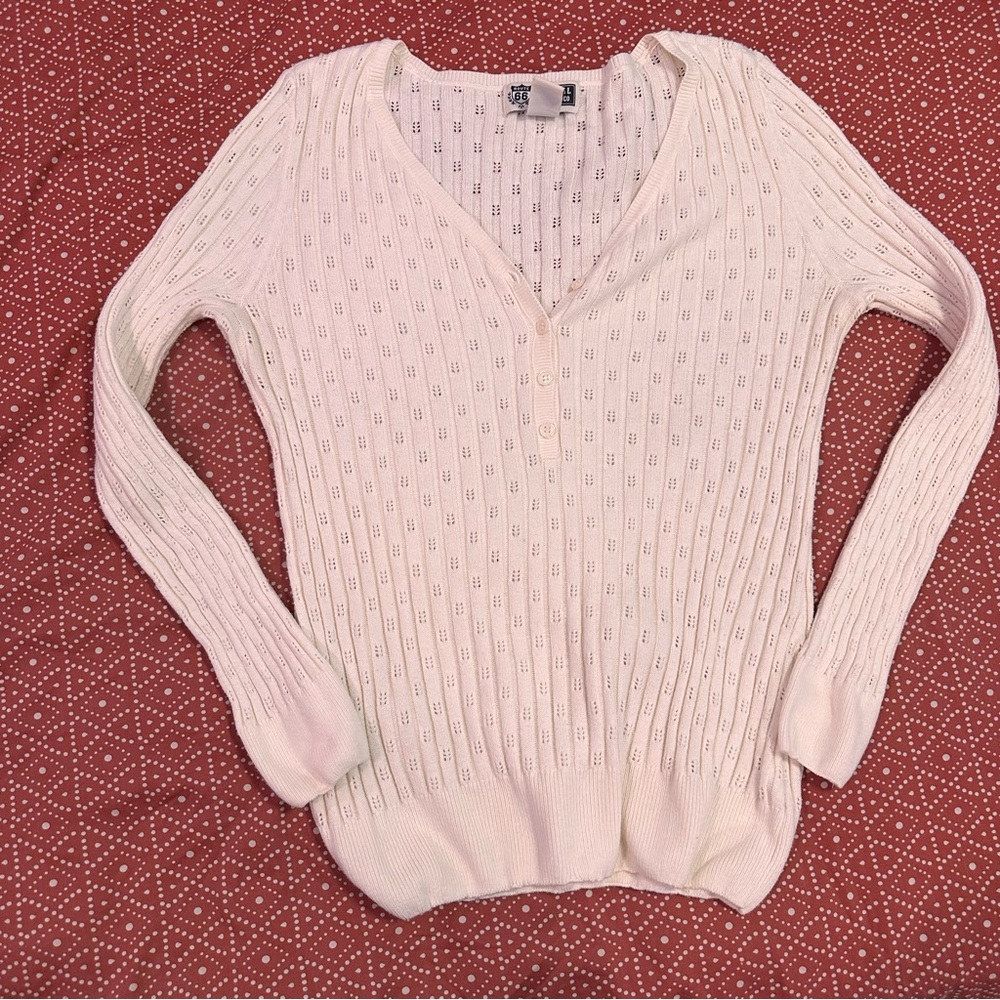 Vintage pointelle long sleeve shirt  - size XL